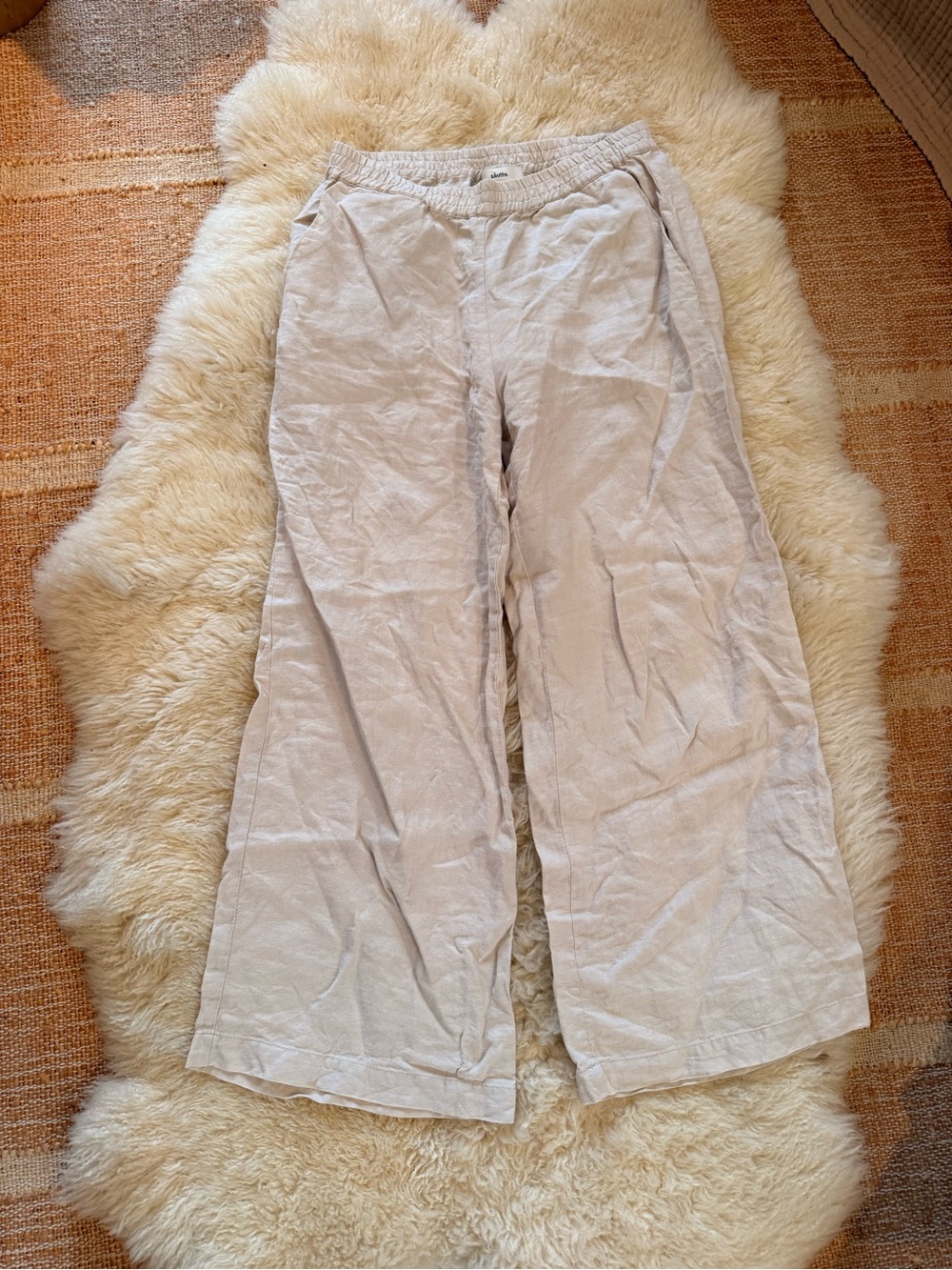 SAUTHS 100% linen Wide-Leg Pants — Cream